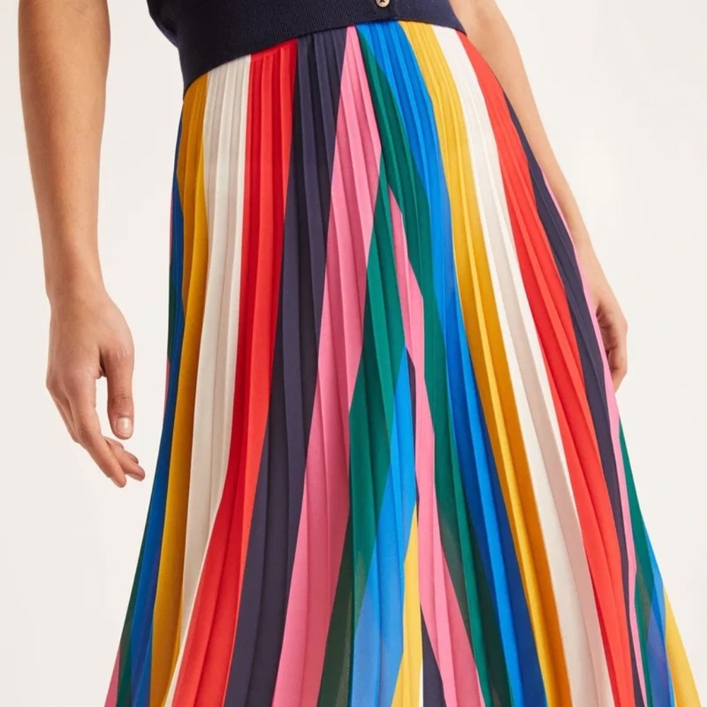 Boden Multicolor Pleated Midi Skirt - Bright Stripe Print - Picture 4 of 8